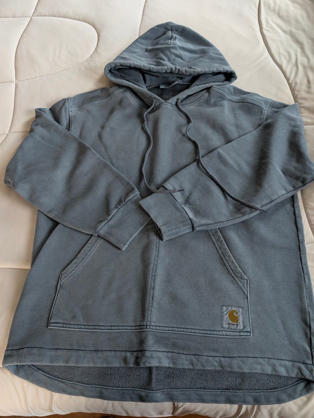 Carhartt WIP Garment Dyed Boxy Pullover Hoodie Faded Slate Blue Men's Small